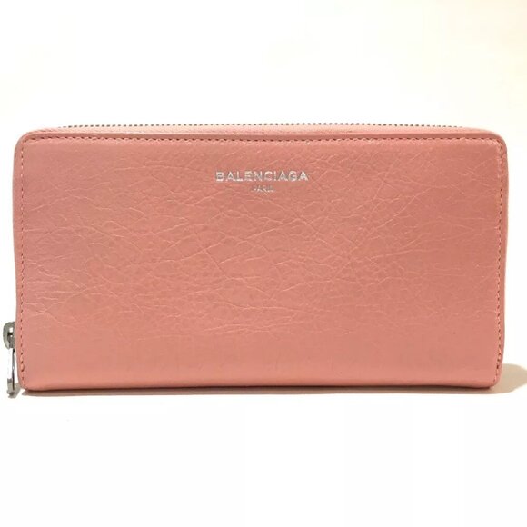 BALENCIAGA Zip Around Exclusive Wallet PinkBeige Leather - Picture 1 of 7